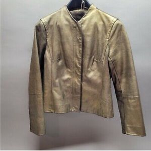 BCBG gold tone leather jacket